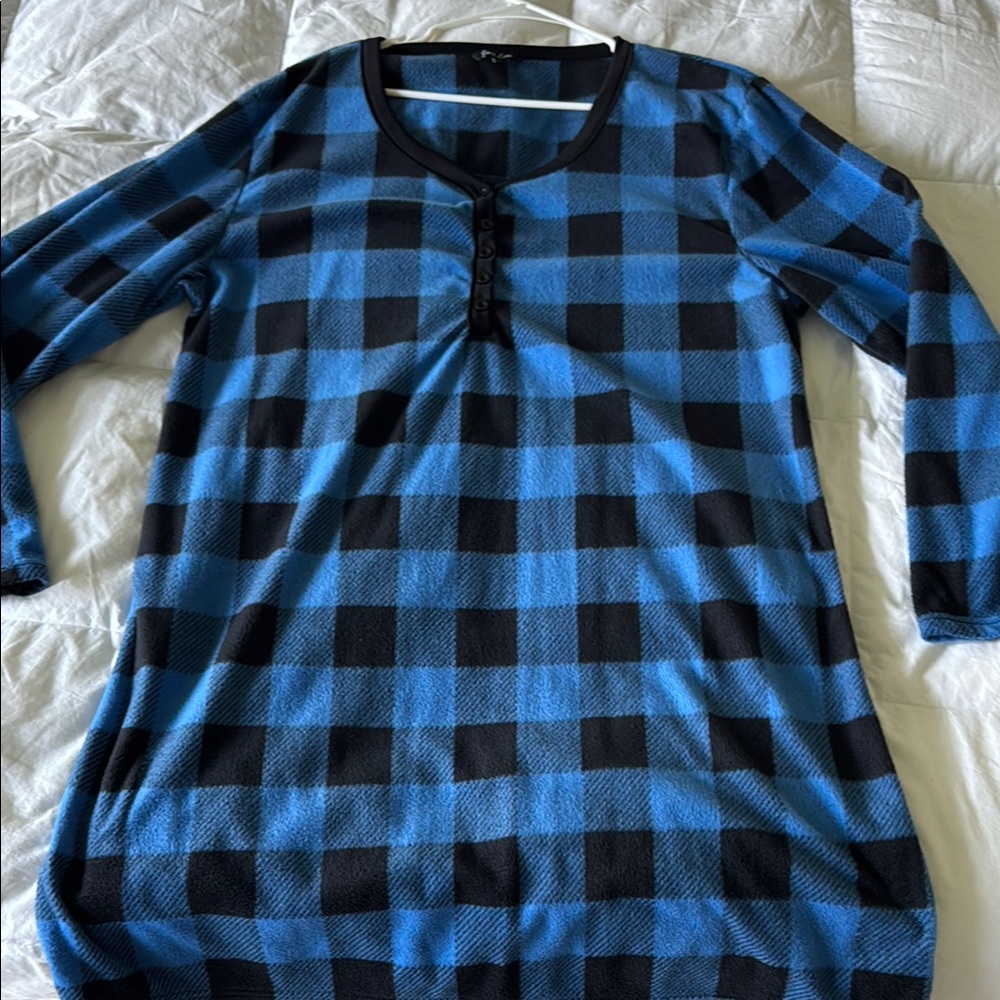 Just Love Blue and Black Plaid Pajama Dress